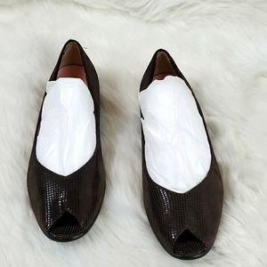 Nordstrom Amalfi Peep toe brown leather slip on women shoes size 7